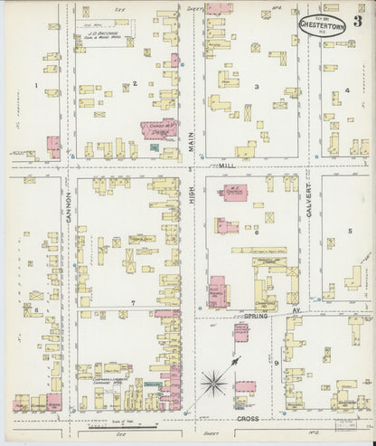 Sanborn Fire Insurance Map from Chestertown, Kent County, Maryland (1891), Sheet #0003 - Complete Map Set gallery image, historic Sanborn map, vintage wall art, Maryland Maryland
