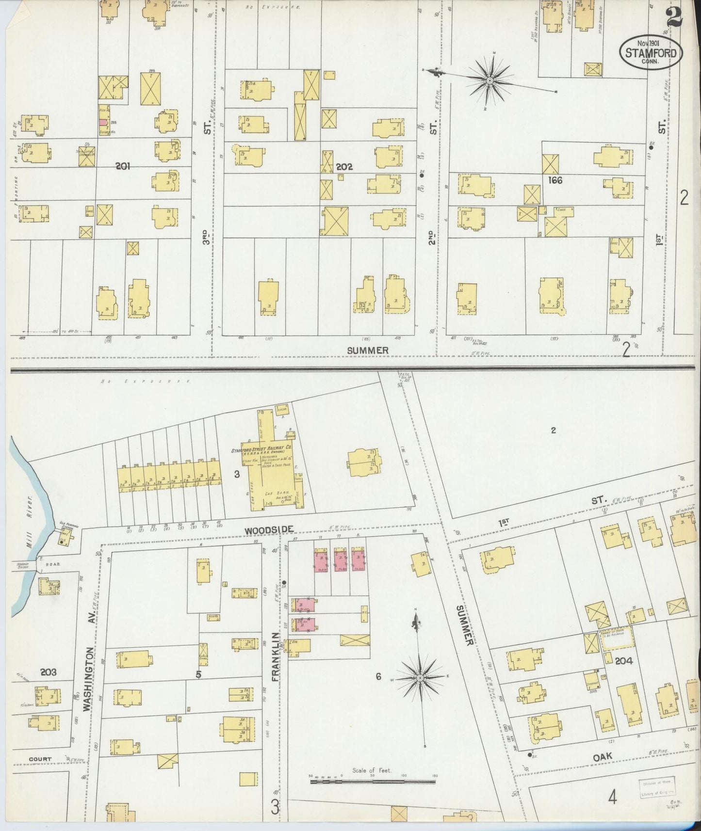Sanborn Fire Insurance Map from Stamford, Fairfield County, Connecticut (1901), Sheet #0002 - Complete Map Set gallery image, historic Sanborn map, vintage wall art, Connecticut Connecticut