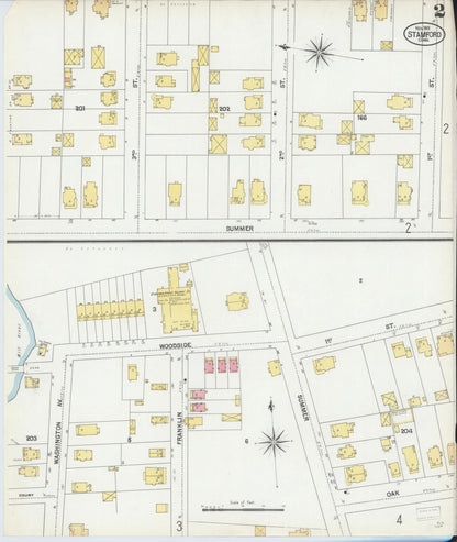 Sanborn Fire Insurance Map from Stamford, Fairfield County, Connecticut (1901), Sheet #0002 - Complete Map Set gallery image, historic Sanborn map, vintage wall art, Connecticut Connecticut