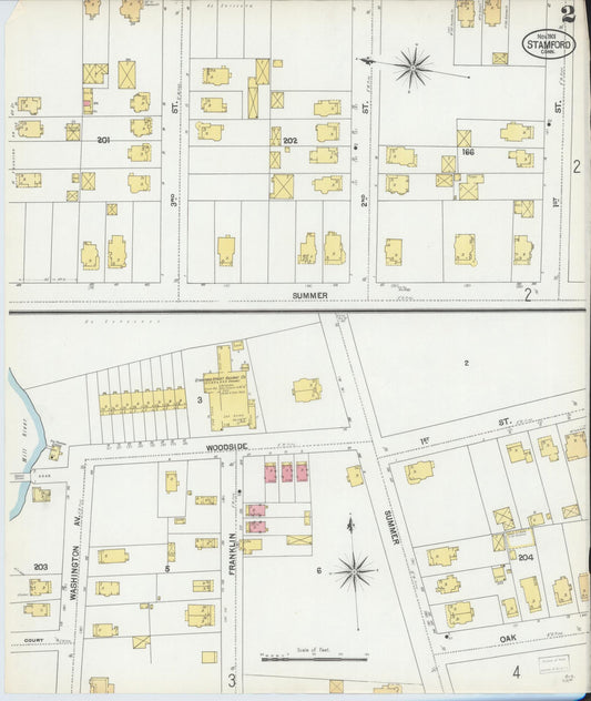 Sanborn Fire Insurance Map from Stamford, Fairfield County, Connecticut (1901), Sheet #0002 - Complete Map Set gallery image, historic Sanborn map, vintage wall art, Connecticut Connecticut