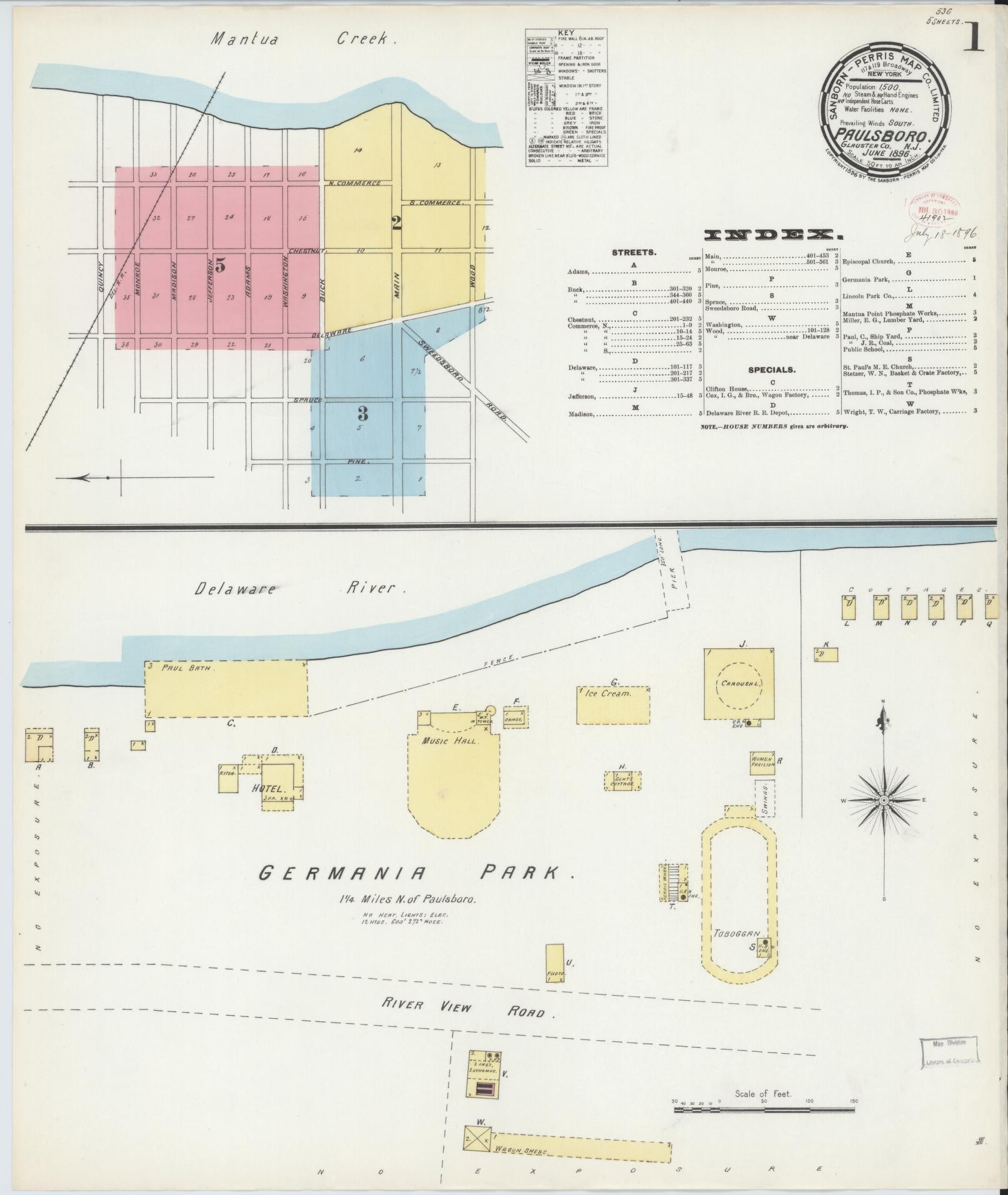Sanborn Fire Insurance Map from Paulsboro, Gloucester County, New Jersey. (1896) – Historic Sanborn Fire Insurance Map Print