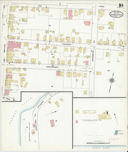Sanborn Fire Insurance Map from Saugerties, Ulster County, New York (1912), Sheet #0010 - Complete Map Set gallery image, historic Sanborn map, vintage wall art, New York New York