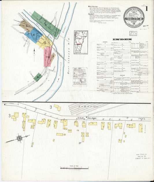 Sanborn Fire Insurance Map from White River Junction, Windsor County, Vermont (1917), Sheet #0001 - Complete Map Set gallery image, historic Sanborn map, vintage wall art, Vermont Vermont