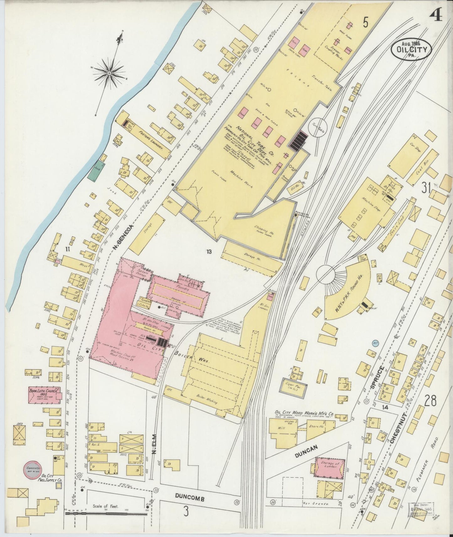 Sanborn Fire Insurance Map from Oil City, Venango County, Pennsylvania (1906), Sheet #0004 - Historic Sanborn Fire Insurance Map Print, vintage old map wall art, antique decor, genealogy gift, Pennsylvania Pennsylvania map