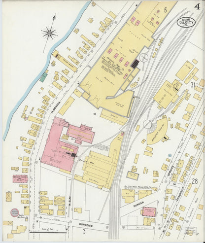 Sanborn Fire Insurance Map from Oil City, Venango County, Pennsylvania (1906), Sheet #0004 - Historic Sanborn Fire Insurance Map Print, vintage old map wall art, antique decor, genealogy gift, Pennsylvania Pennsylvania map