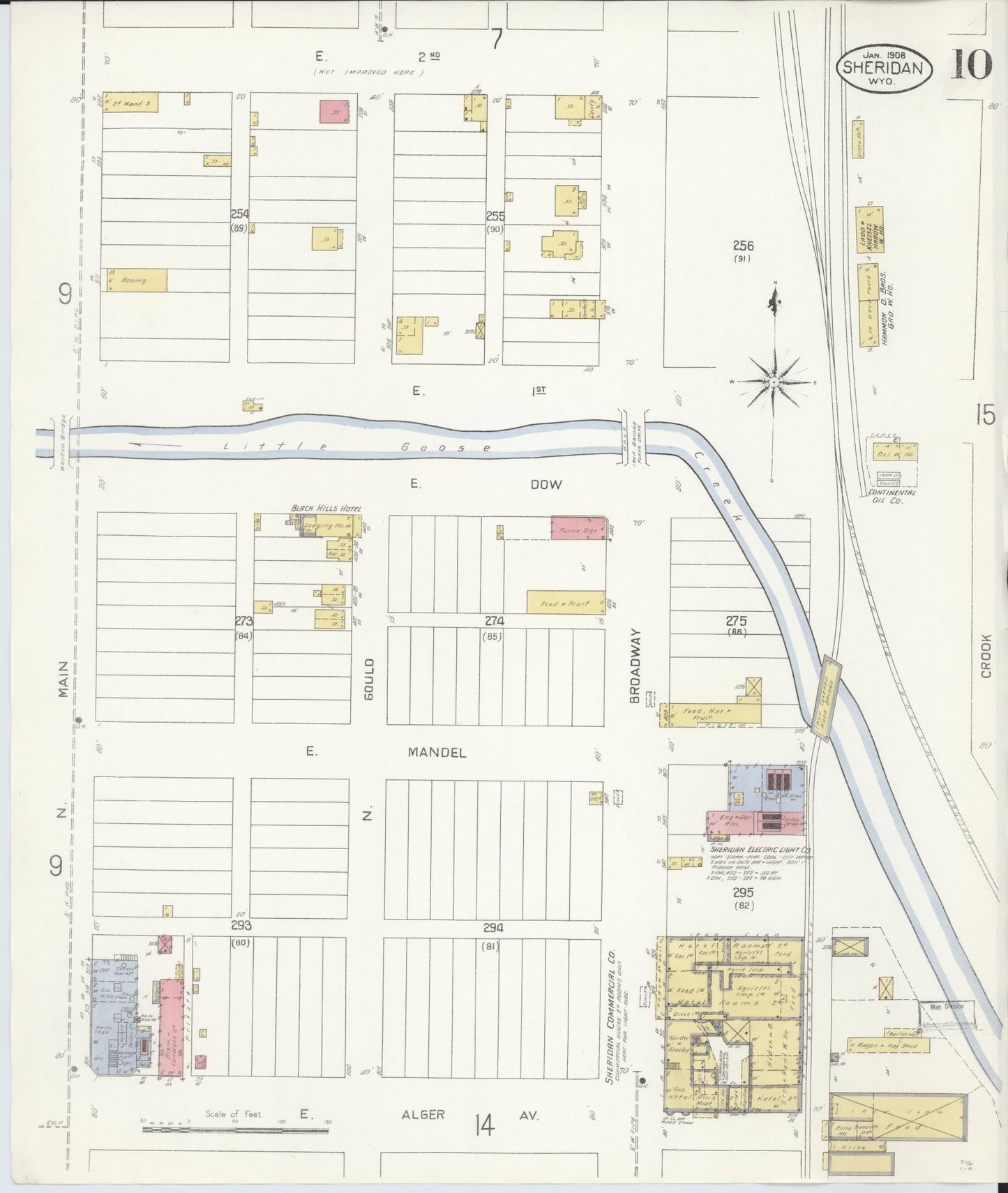 Sanborn Fire Insurance Map from Sheridan, Sheridan County, Wyoming (1908), Sheet #0010 - Complete Map Set gallery image, historic Sanborn map, vintage wall art, Wyoming Wyoming