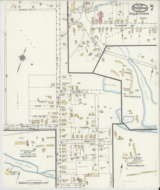Sanborn Fire Insurance Map from Riverhead, Suffolk County, New York (1920), Sheet #0007 - Historic Sanborn Fire Insurance Map Print, vintage old map wall art, antique decor, genealogy gift, New York New York map