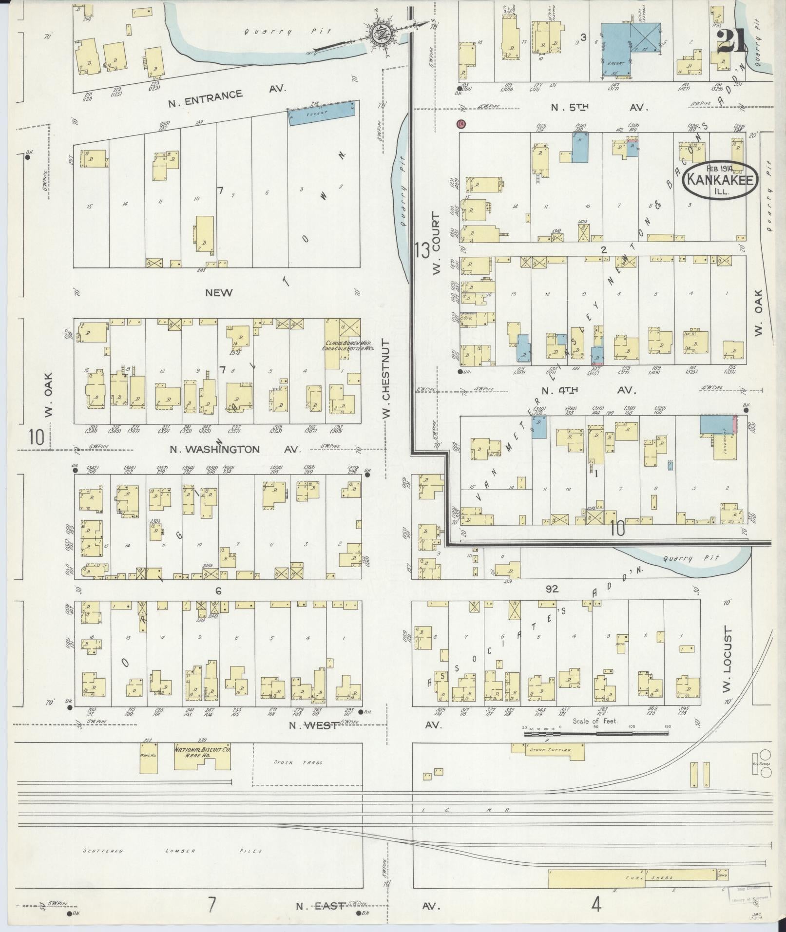Sanborn Fire Insurance Map from Kankakee, Kankakee County, Illinois (1914), Sheet #0021 - Complete Map Set gallery image, historic Sanborn map, vintage wall art, Illinois Illinois
