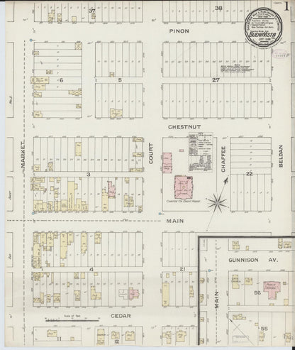 Sanborn Fire Insurance Map from Buena Vista, Chaffee County, Colorado (1886), Sheet #0001 - Complete Map Set gallery image, historic Sanborn map, vintage wall art, Colorado Colorado