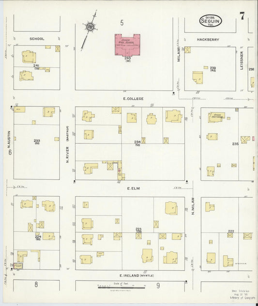 Sanborn Fire Insurance Map from Seguin, Guadalupe County, Texas (1916), Sheet #0007 - Historic Sanborn Fire Insurance Map Print, vintage old map wall art, antique decor, genealogy gift, Texas Texas map