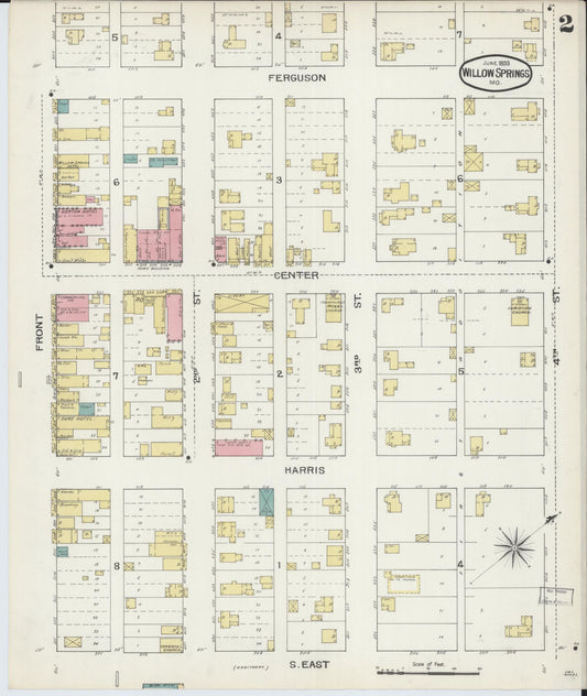 Sanborn Fire Insurance Map from Willow Springs, Howell County, Missouri (1893), Sheet #0002 - Historic Sanborn Fire Insurance Map Print, vintage old map wall art, antique decor, genealogy gift, Missouri Missouri map