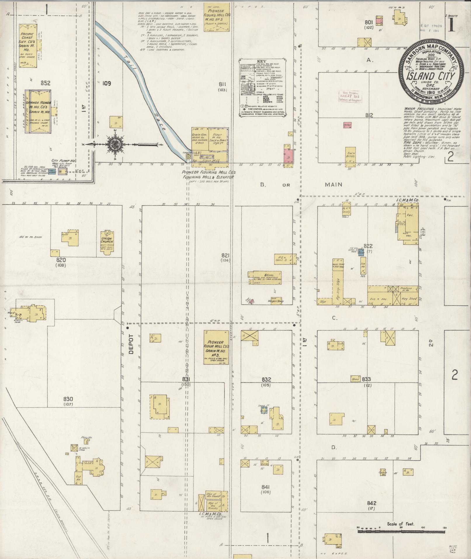 Sanborn Fire Insurance Map from Island City, Union County, Oregon (1910), Sheet #0001 - Complete Map Set gallery image, historic Sanborn map, vintage wall art, Oregon Oregon