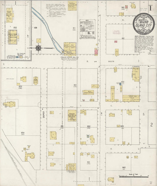 Sanborn Fire Insurance Map from Island City, Union County, Oregon (1910), Sheet #0001 - Complete Map Set gallery image, historic Sanborn map, vintage wall art, Oregon Oregon