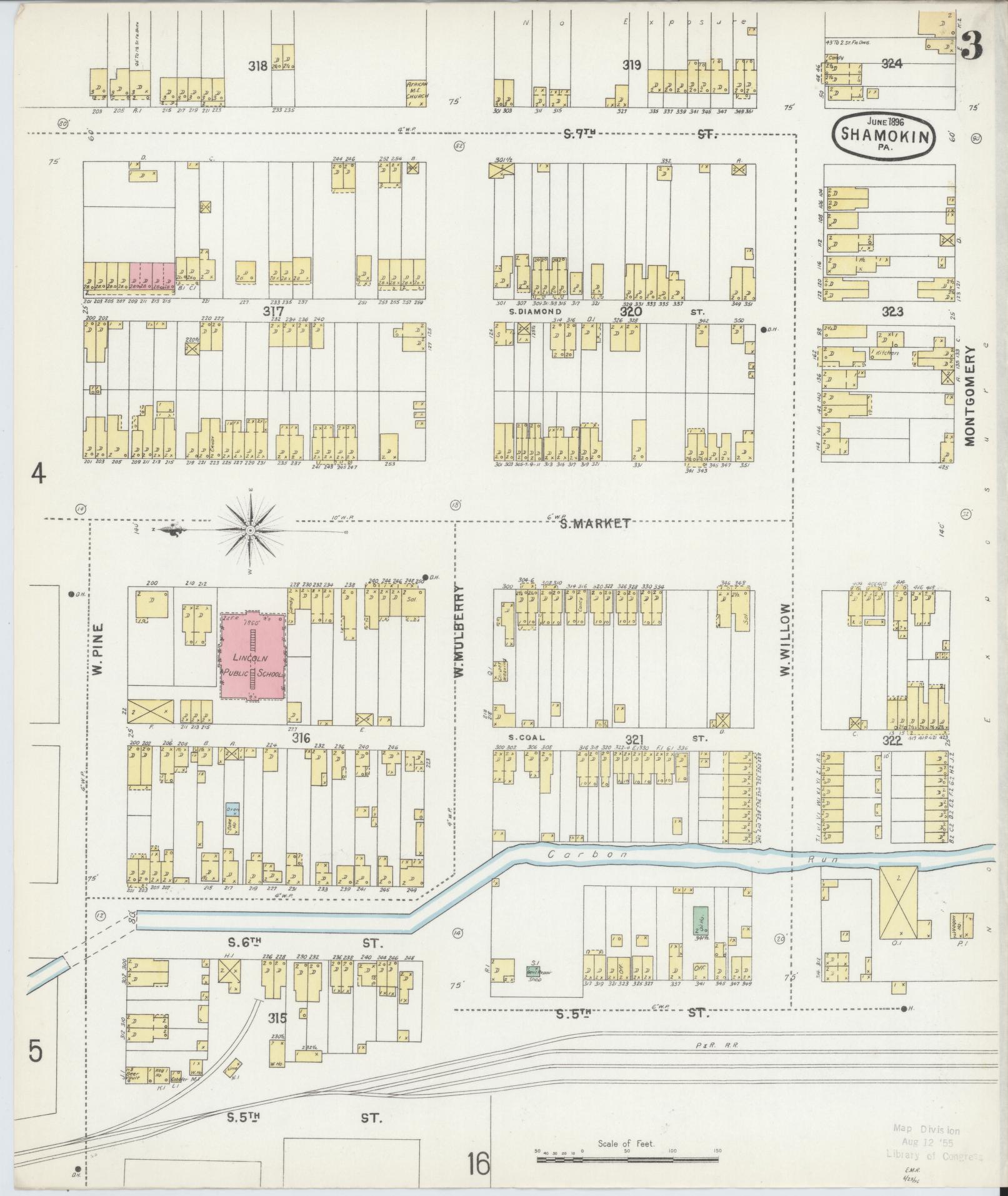 Sanborn Fire Insurance Map from Shamokin, Northumberland County, Pennsylvania (1896), Sheet #0003 - Complete Map Set gallery image, historic Sanborn map, vintage wall art, Pennsylvania Pennsylvania