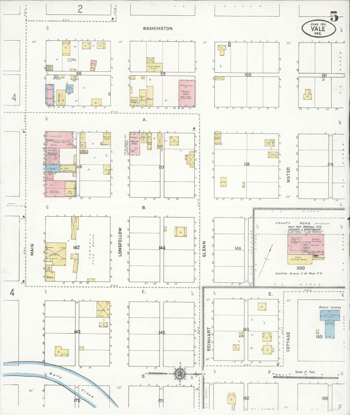 Sanborn Fire Insurance Map from Vale, Malheur County, Oregon (1911), Sheet #0005 - Historic Sanborn Fire Insurance Map Print, vintage old map wall art, antique decor, genealogy gift, Oregon Oregon map