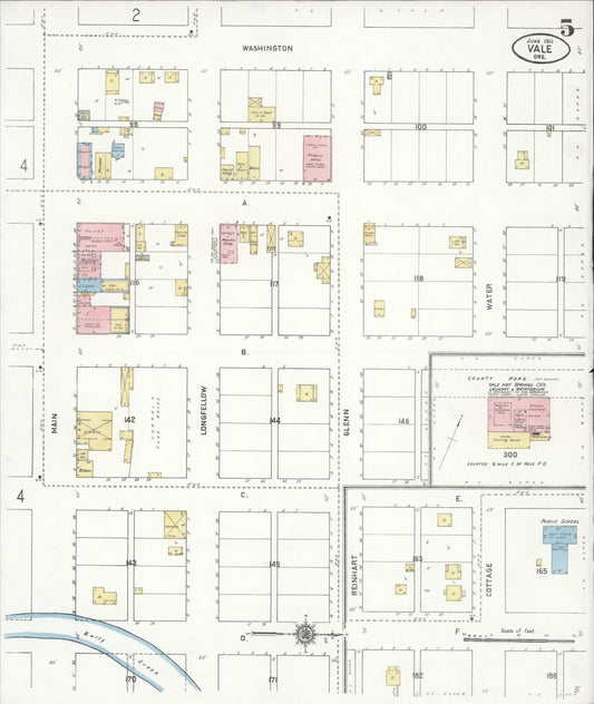 Sanborn Fire Insurance Map from Vale, Malheur County, Oregon (1911), Sheet #0005 - Historic Sanborn Fire Insurance Map Print, vintage old map wall art, antique decor, genealogy gift, Oregon Oregon map