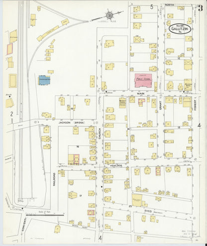 Sanborn Fire Insurance Map from Gallitzin, Cambria County, Pennsylvania (1910), Sheet #0003 - Complete Map Set gallery image, historic Sanborn map, vintage wall art, Pennsylvania Pennsylvania