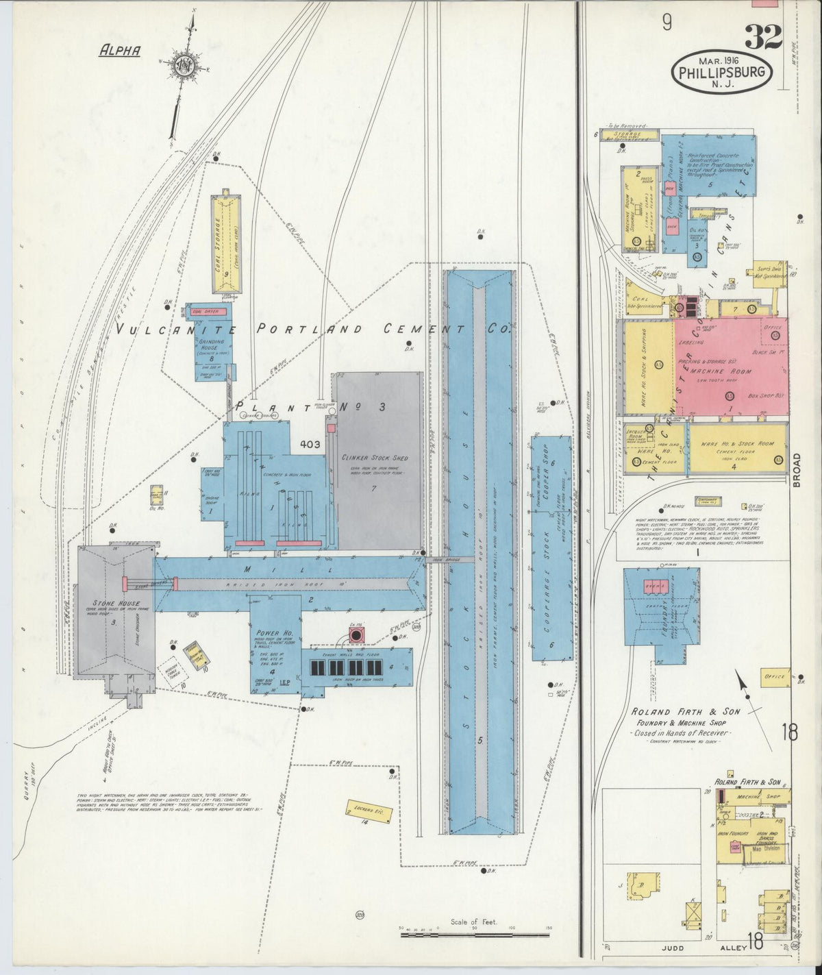 Sanborn Fire Insurance Map from Phillipsburg, Warren County, New Jersey (1916), Sheet #0032 - Complete Map Set gallery image, historic Sanborn map, vintage wall art, New Jersey New Jersey