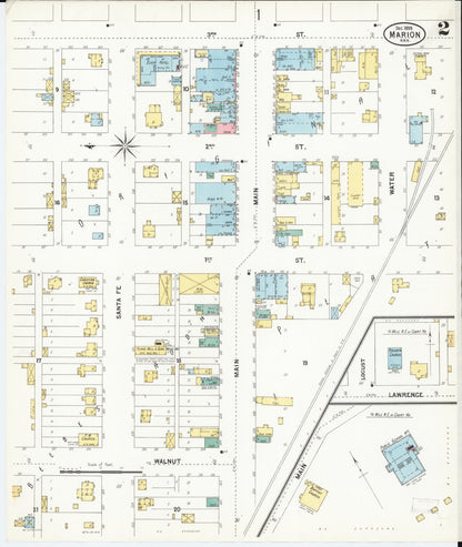 Sanborn Fire Insurance Map from Marion, Marion County, Kansas (1899), Sheet #0002 - Complete Map Set gallery image, historic Sanborn map, vintage wall art, Kansas Kansas
