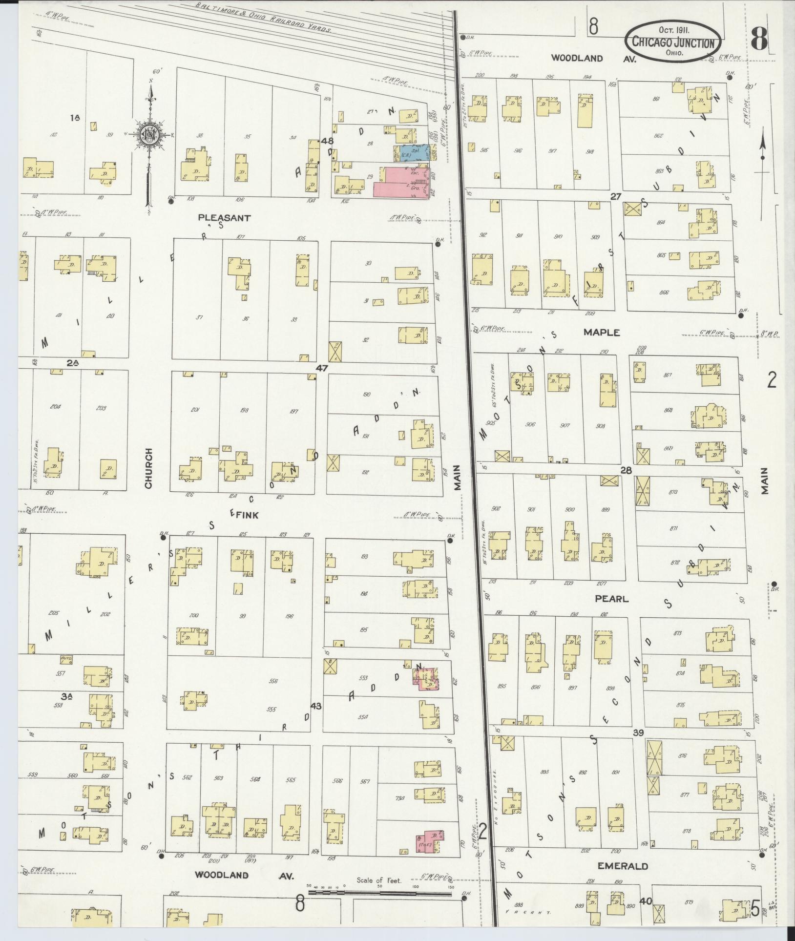 Sanborn Fire Insurance Map from Chicago Junction, Huron County, Ohio (1911), Sheet #0008 - Historic Sanborn Fire Insurance Map Print, vintage old map wall art, antique decor, genealogy gift, Ohio Ohio map