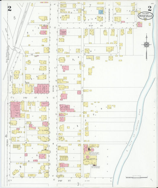 Sanborn Fire Insurance Map from Roseville, Perry And Muskingum Counties, Ohio (1930), Sheet #0002 - Historic Sanborn Fire Insurance Map Print, vintage old map wall art, antique decor, genealogy gift, Ohio Ohio map