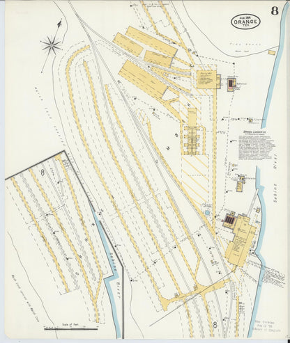 Sanborn Fire Insurance Map from Orange, Orange County, Texas (1904), Sheet #0008 - Historic Sanborn Fire Insurance Map Print, vintage old map wall art, antique decor, genealogy gift, Texas Texas map