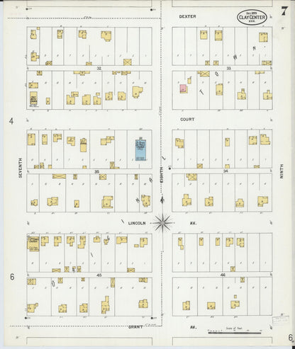 Sanborn Fire Insurance Map from Clay Center, Clay County, Kansas (1899), Sheet #0007 - Complete Map Set gallery image, historic Sanborn map, vintage wall art, Kansas Kansas