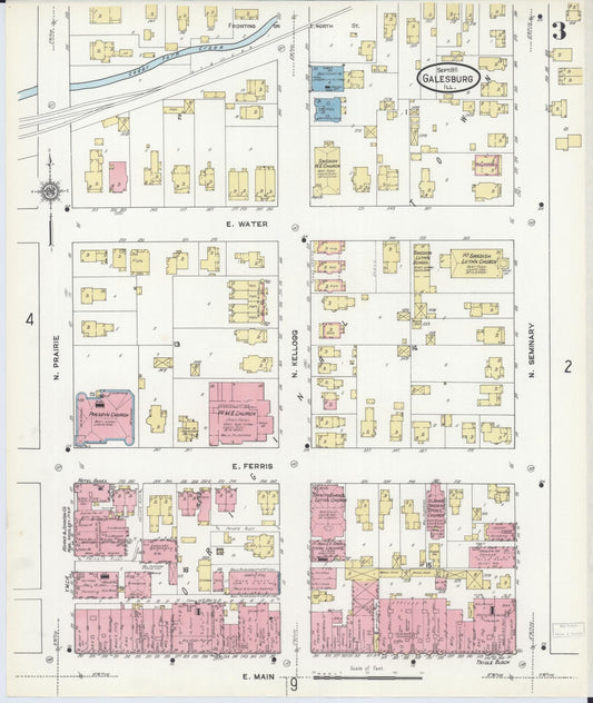 Sanborn Fire Insurance Map from Galesburg, Knox County, Illinois (1911), Sheet #0003 - Historic Sanborn Fire Insurance Map Print, vintage old map wall art, antique decor, genealogy gift, Illinois Illinois map