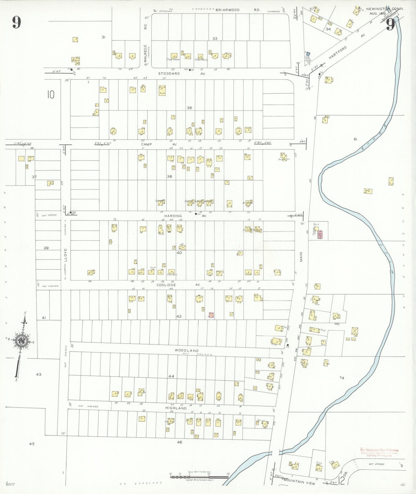 Sanborn Fire Insurance Map from Newington, Hartford County, Connecticut (1941), Sheet #0009 - Complete Map Set gallery image, historic Sanborn map, vintage wall art, Connecticut Connecticut