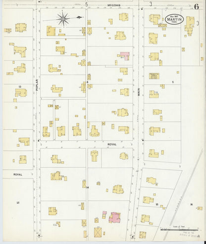 Sanborn Fire Insurance Map from Martin, Weakley County, Tennessee (1907), Sheet #0006 - Complete Map Set gallery image, historic Sanborn map, vintage wall art, Tennessee Tennessee