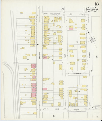 Sanborn Fire Insurance Map from Rensselaer, Rensselaer County, New York (1909), Sheet #0018 - Historic Sanborn Fire Insurance Map Print, vintage old map wall art, antique decor, genealogy gift, New York New York map