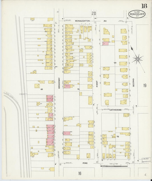Sanborn Fire Insurance Map from Rensselaer, Rensselaer County, New York (1909), Sheet #0018 - Historic Sanborn Fire Insurance Map Print, vintage old map wall art, antique decor, genealogy gift, New York New York map
