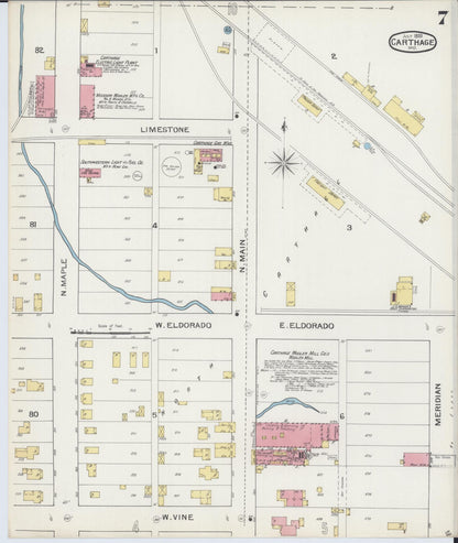 Sanborn Fire Insurance Map from Carthage, Jasper County, Missouri (1893), Sheet #0007 - Complete Map Set gallery image, historic Sanborn map, vintage wall art, Missouri Missouri