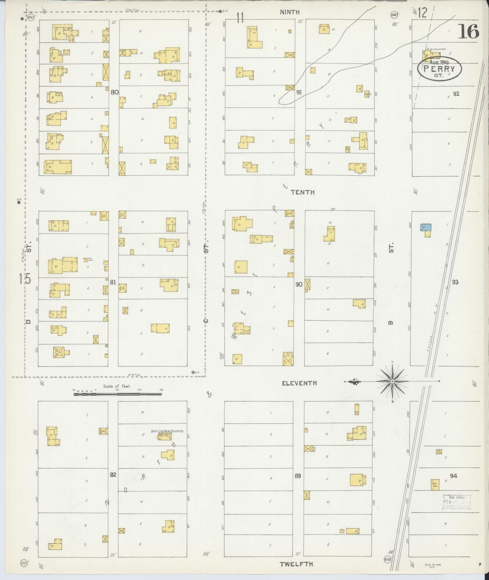 Sanborn Fire Insurance Map from Perry, Noble County, Oklahoma (1903), Sheet #0016 - Complete Map Set gallery image, historic Sanborn map, vintage wall art, Oklahoma Oklahoma