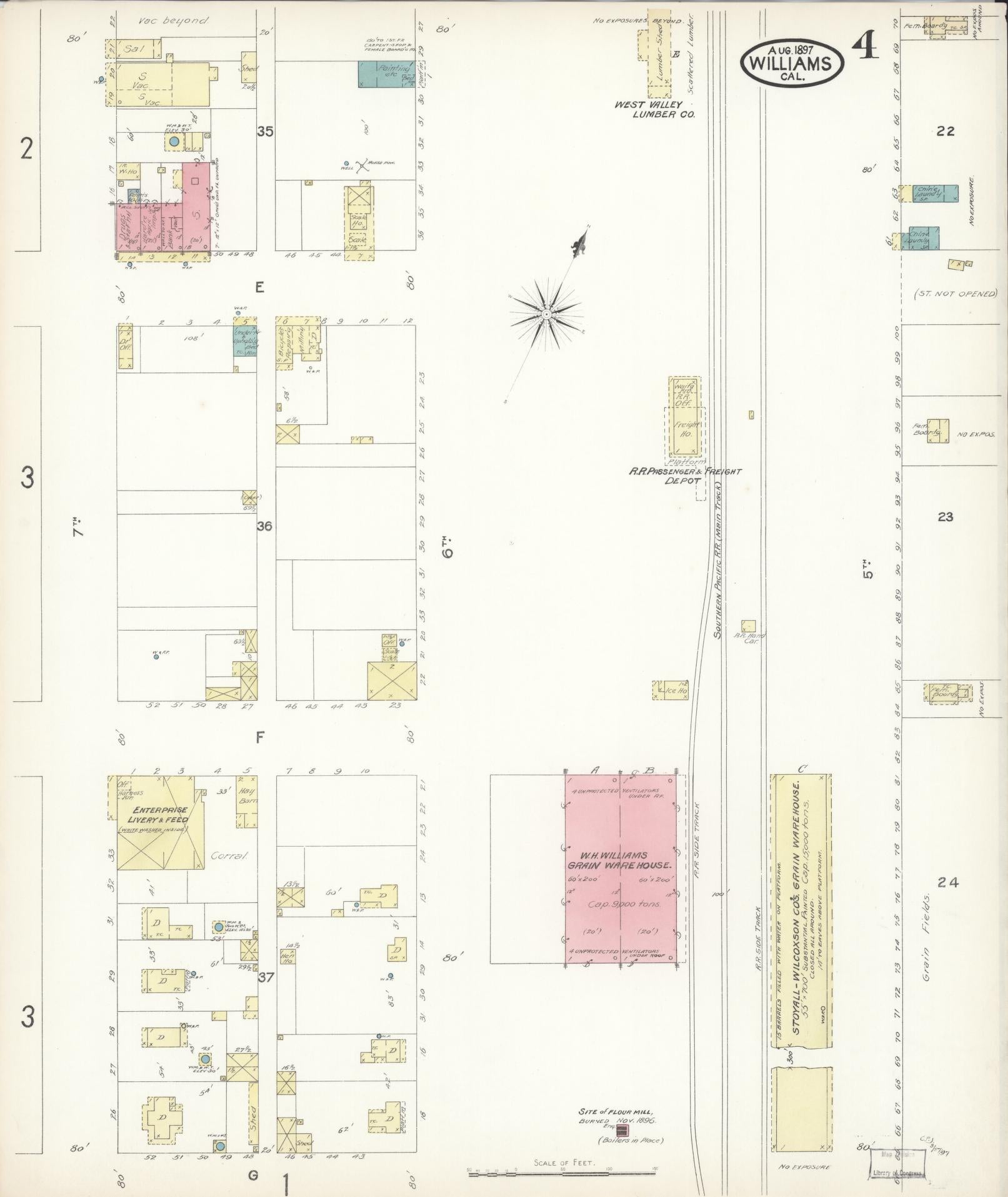 Sanborn Fire Insurance Map from Williams, Colusa County, California (1897), Sheet #0004 - Complete Map Set gallery image, historic Sanborn map, vintage wall art, California California