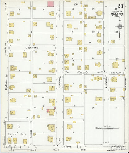 Sanborn Fire Insurance Map from McKinney, Collin County, Texas (1920), Sheet #0023 - Historic Sanborn Fire Insurance Map Print, vintage old map wall art, antique decor, genealogy gift, Texas Texas map