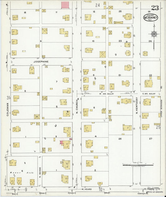 Sanborn Fire Insurance Map from McKinney, Collin County, Texas (1920), Sheet #0023 - Historic Sanborn Fire Insurance Map Print, vintage old map wall art, antique decor, genealogy gift, Texas Texas map