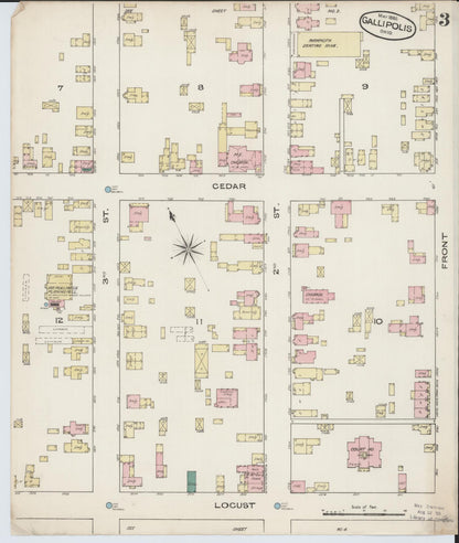 Sanborn Fire Insurance Map from Gallipolis, Gallia County, Ohio (1885), Sheet #0003 - Historic Sanborn Fire Insurance Map Print, vintage old map wall art, antique decor, genealogy gift, Ohio Ohio map