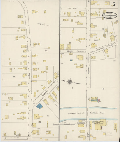 Sanborn Fire Insurance Map from Federalsburg, Caroline County, Maryland (1915), Sheet #0005 - Complete Map Set gallery image, historic Sanborn map, vintage wall art, Maryland Maryland