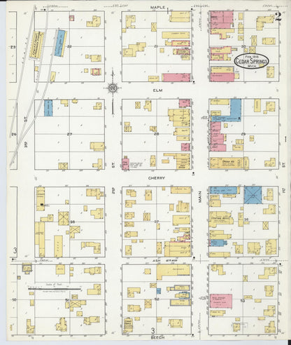 Sanborn Fire Insurance Map from Cedar Springs, Kent County, Michigan (1918), Sheet #0002 - Historic Sanborn Fire Insurance Map Print, vintage old map wall art, antique decor, genealogy gift, Michigan Michigan map