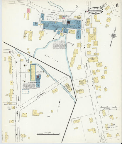 Sanborn Fire Insurance Map from Pascoag, Providence County, Rhode Island (1911), Sheet #0006 - Complete Map Set gallery image, historic Sanborn map, vintage wall art, Rhode Island Rhode Island