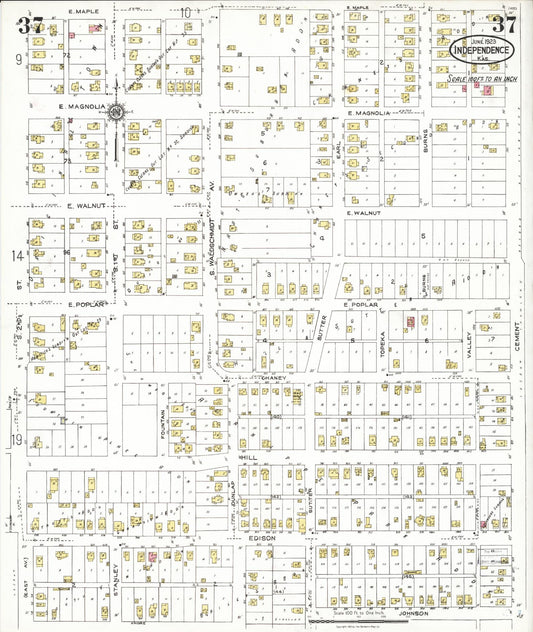 Sanborn Fire Insurance Map from Independence, Montgomery County, Kansas (1923), Sheet #0038 - Historic Sanborn Fire Insurance Map Print, vintage old map wall art, antique decor, genealogy gift, Kansas Kansas map
