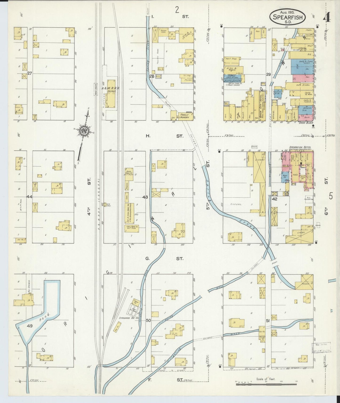 Sanborn Fire Insurance Map from Spearfish, Lawrence County, South Dakota (1915), Sheet #0004 - Complete Map Set gallery image, historic Sanborn map, vintage wall art, South Dakota South Dakota