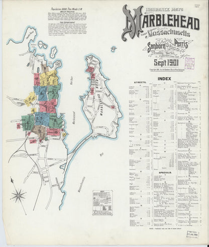 Sanborn Fire Insurance Map from Marblehead, Essex County, Massachusetts (1901), Sheet #0001 - Complete Map Set gallery image, historic Sanborn map, vintage wall art, Massachusetts Massachusetts