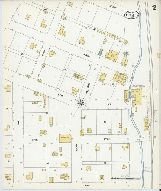 Sanborn Fire Insurance Map from Antlers, Pushmataha County, Oklahoma (1904), Sheet #0002 - Historic Sanborn Fire Insurance Map Print, vintage old map wall art, antique decor, genealogy gift, Oklahoma Oklahoma map