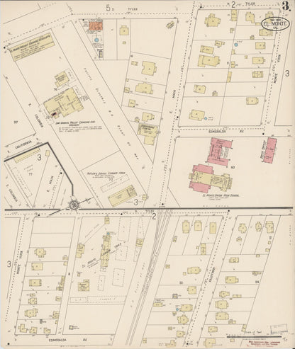 Sanborn Fire Insurance Map from El Monte, Los Angeles County, California (1920), Sheet #0003 - Complete Map Set gallery image, historic Sanborn map, vintage wall art, California California