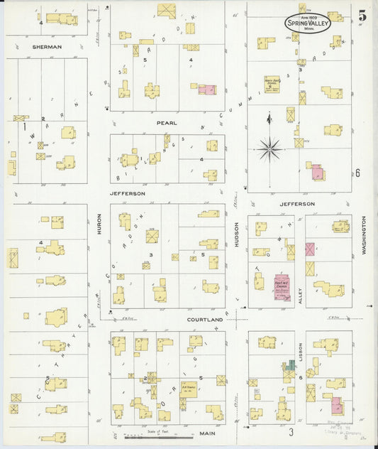 Sanborn Fire Insurance Map from Spring Valley, Fillmore County, Minnesota (1909), Sheet #0005 - Historic Sanborn Fire Insurance Map Print, vintage old map wall art, antique decor, genealogy gift, Minnesota Minnesota map