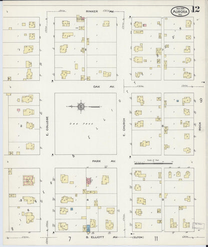 Sanborn Fire Insurance Map from Aurora, Lawrence County, Missouri (1914), Sheet #0012 - Complete Map Set gallery image, historic Sanborn map, vintage wall art, Missouri Missouri