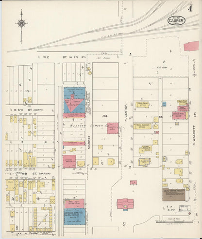Sanborn Fire Insurance Map from Casper, Natrona County, Wyoming (1921), Sheet #0005 - Complete Map Set gallery image, historic Sanborn map, vintage wall art, Wyoming Wyoming