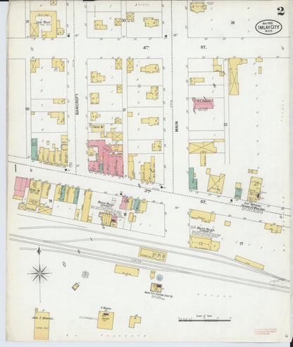 Sanborn Fire Insurance Map from Imlay City, Lapeer County, Michigan (1900), Sheet #0002 - Complete Map Set gallery image, historic Sanborn map, vintage wall art, Michigan Michigan
